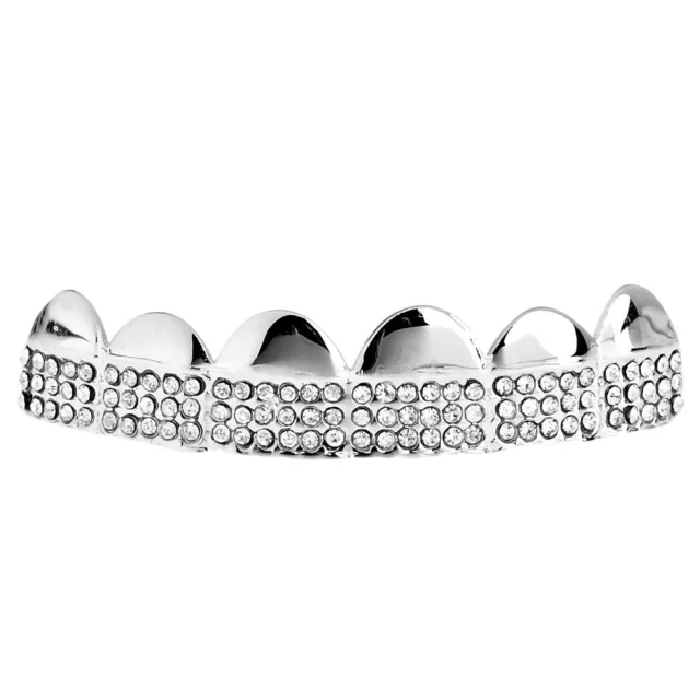 One Size Fits All Bling Grillz - MICRO PAVE TOP - Silber