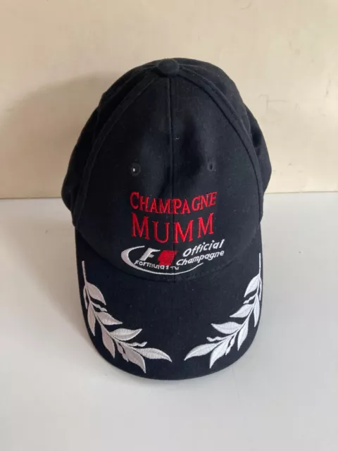 VINTAGE Formula One CHAMPAGNE MUMM Official Champagne Cap Hat Black  *VERY RARE*