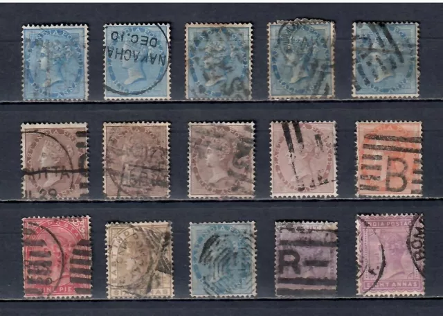 India - British Colonies      Lot Of 15 Used Stamps
