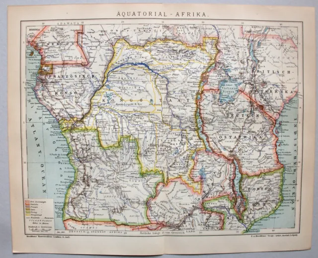Kolonien Afrika, Äquator, Ostafrika, Sansibar - Alte Karte um 1905