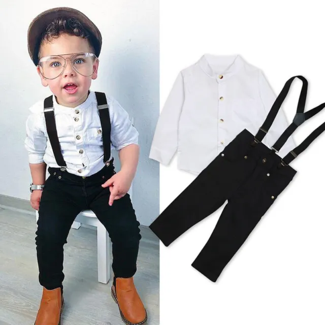 Toddler Infant Baby Boys Gentleman Button Tops Suit Trouser Outfit Clothes Set