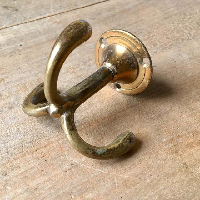 X1 Triple Coat Hook Brass Wardrobe Ceiling Original William Tonks & Sons Vintage