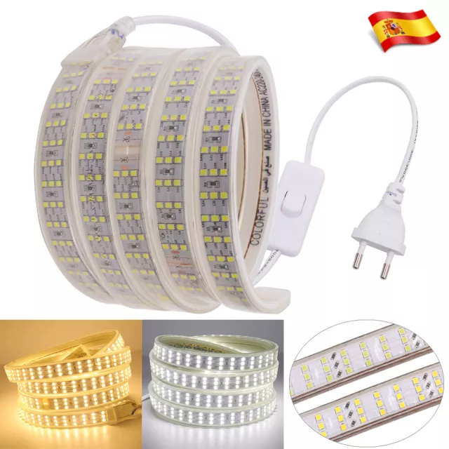 1-25M Tiras LED 220V 2835 Luz Banda Impermeable Luminosa Manguera Cuerda Blanco