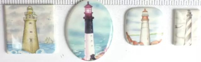 4 cameos cabujones de porcelana multicolores M-L diferentes faros G5 de colección 2