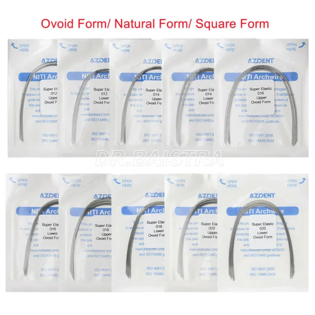 AZDENT Dental Orthodontic Elastic Niti Round Arch Wires Square/Ovoid/Natural
