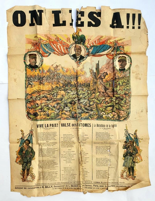 Affiche Originale Ancienne De La Guerre 1914-1916 - "Pour Les Français En Pays Occupé" - Thème Militaire - État Correct