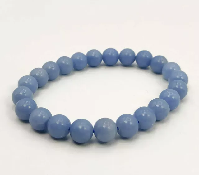 Pulsera de cristal curativo de Angelita azul Reiki para cuentas unisex de 8...