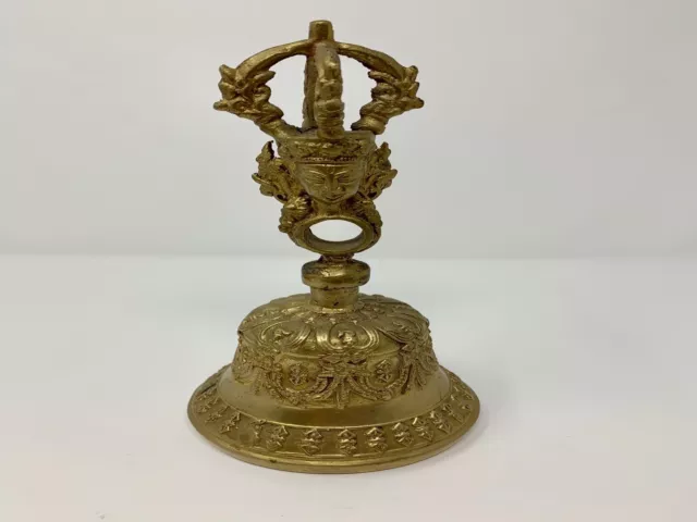 Tibetan Ritual Bell, Tibetan Style And Vajra Finial, Nepal Made, 20th Century