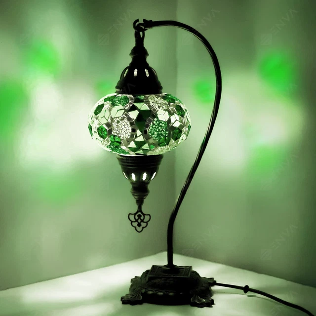 Lampada tavolo a collo di cigno a mosaico Tiffany fatta a mano turca marocchina