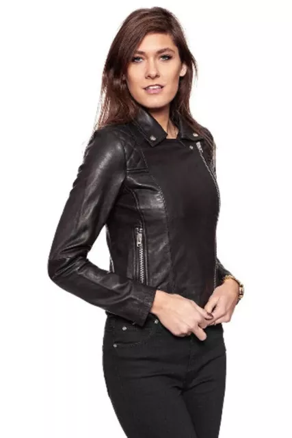 Women Lambskin Leather Jacket Black Genuine Leather Winter Jacket Gift for Women