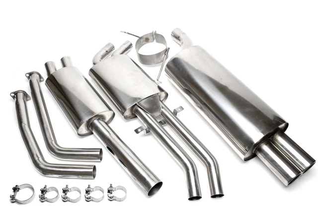 Sistema di scarico 2x76 mm dritto bordato per BMW E46 6 cilindri dal 2000 2 ripiani