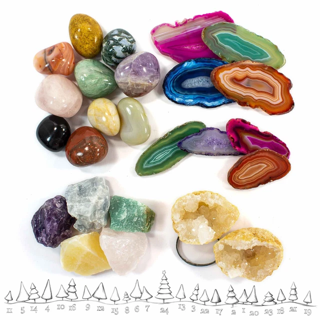 Adventskalender 24 tlg. Füllung Set 00 "1 Quarzgeode 2 tlg." DIY Druse Trommelst