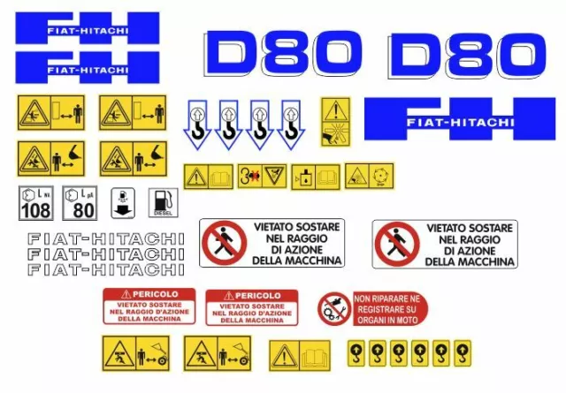 Fiat-Hitachi D 80 Lgp - Lt Decals Adhesive, Complete Kit