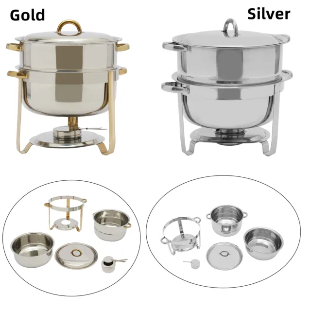 14.2 Qt. Round Food Chafer Catering Chafing Dish Stainless Steel Deep Soup Pot