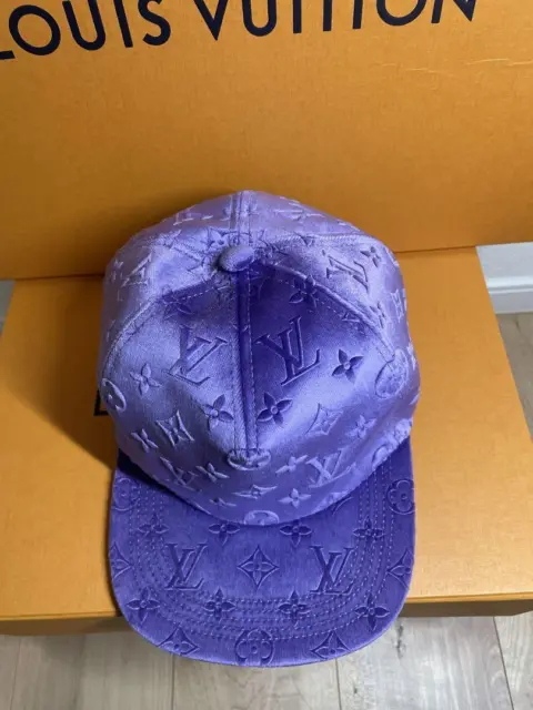 Louis Vuitton LV Velvet Monogram Unisex Women's Men's Cap Hat Purple Auth