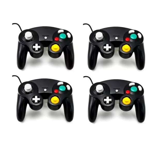 4 X Manette pour Nintendo Wii, Wii U et Gamecube - Noir