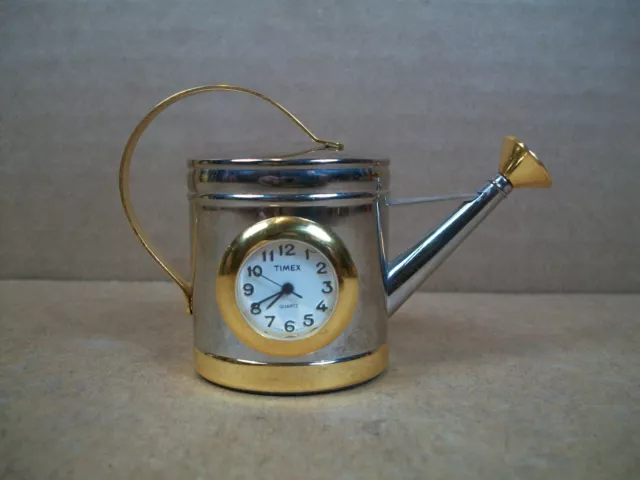 Vintage TIMEX ~ Garden Watering Can ~ Miniature Clock ~ 2 1/8" Tall