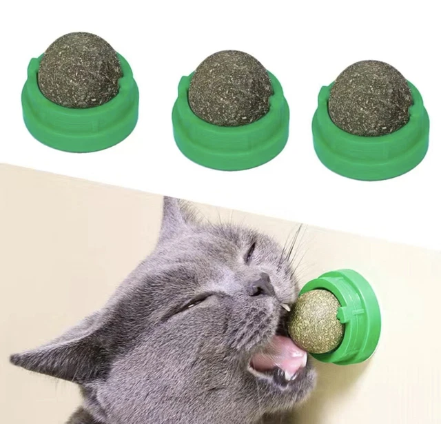 (3 Pack) Catnip Toys Balls Extra Cat Edible Kitten Natural Plant Oil Spin Roll