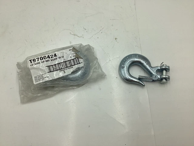 (QTY 2) NEW Campbell T9700424 1/4" Clevis Slip Hook GR 43 W/Latch -free shipping
