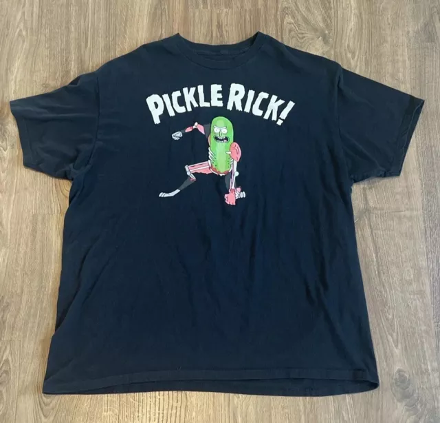 Rick and Morty Pickle Rick Men's shirt 2XL Short Sleeve Crew Neck Solid Black