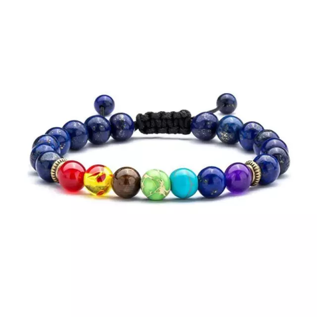 7 Chakra Crystal Lava Stones Bracelet Healing Beads Jewellery Mala Reiki Anxiety