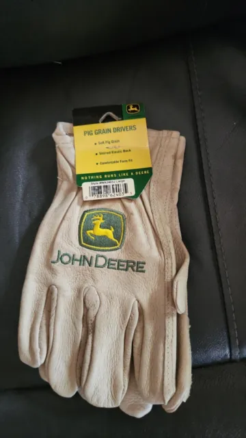 John Deere Men's Leather work gloves size L. #WA2403J.