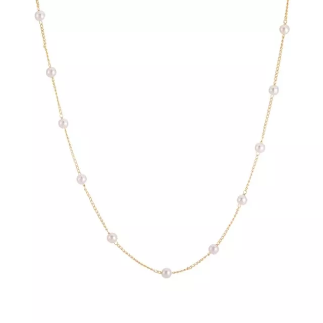 Fashion 18k Gold Plated Pearl Chain Necklace Womens Little Girls Children Choker