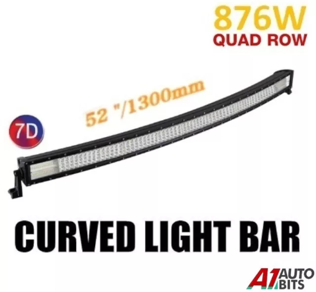 7D 52 876W Curved Led Work Roof Light Bar Spot Flood Driving For