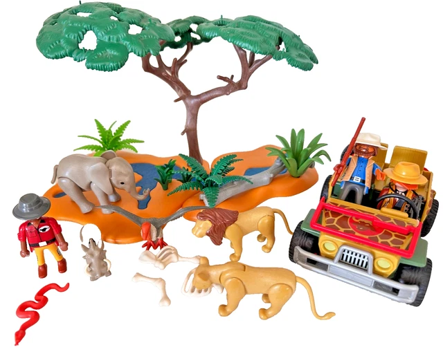 PLAYMOBIL Vintage – Set Safari Explorateurs 3018 – Jeep, Animaux, Tente – 1998 – Complet