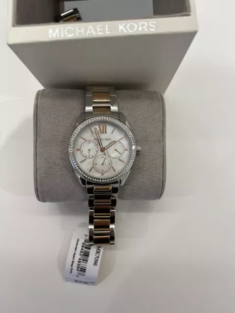 Neu! Michael Kors Damenuhr Uhr MK7096 Janelle Pave Silver-Tone Stainless steel