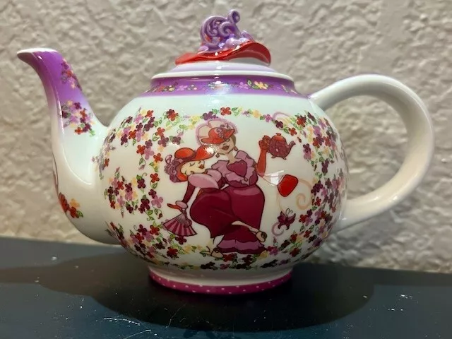 Vintage PAUL CARDEW RED HAT SOCIETY Tea-Time Red Pink Purple Porcelain Teapot