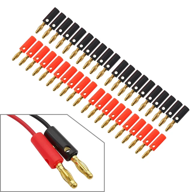 40x 4mm Gold Plated Audio Speaker Wire Cable Screw Banana Plug Connector Adapter
