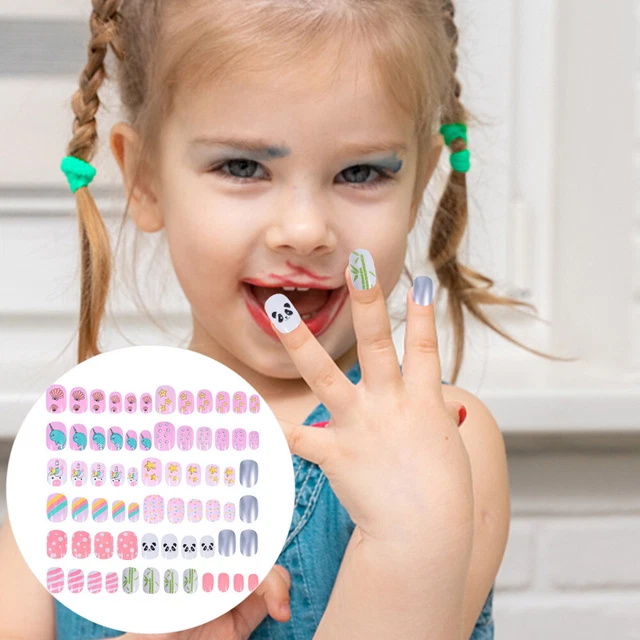 72 un. hojas de pegatinas para niños prensa uñas esmalte de uñas niñas puntas de manicura para niños
