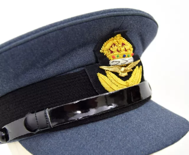 British Royal Air Force RAF Officers Peak Cap With Badge Kings Crown WW2 Repro 3