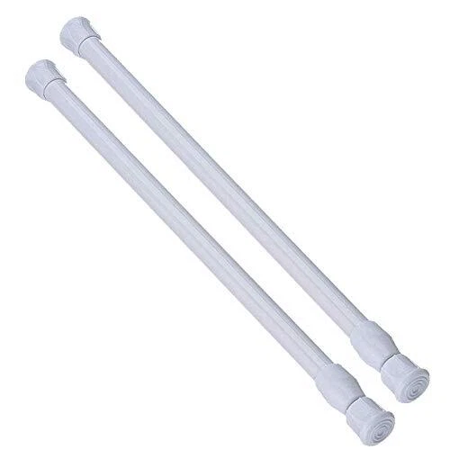 2PCS Tension Rod Spring Curtain Rods 16 to 28 Inch 16-28inch 2pcs White