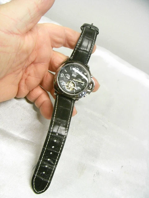 Montre Squelette Transparente Avec Crâne Doré - Bracelet Noir Unisexe