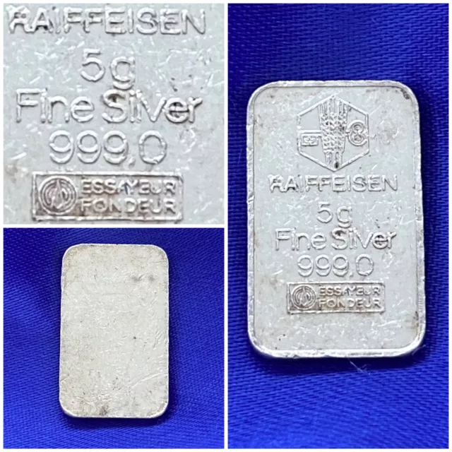 Lingot argent Pur Banque Raiffeisen Suisse 5 Grammes - 99.9% Investissement