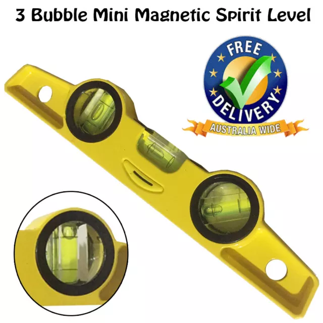 NEW Aluminium 3 Bubble Mini Magnetic Spirit Level Torpedo Gradienter YELLOW