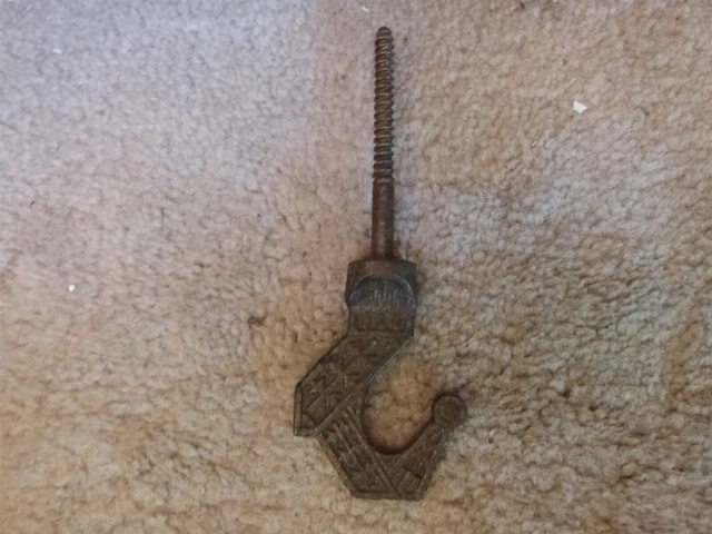 ANTIQUE Victorian Cast Iron Hanging Light Hook Ornate Eastlake 5.25"