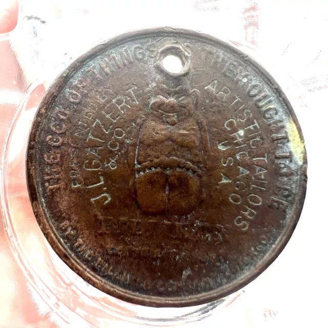 Vintage 1908 Chicago Advertising BILLIKEN Lucky Coin Token Pocket Piece Good Lck