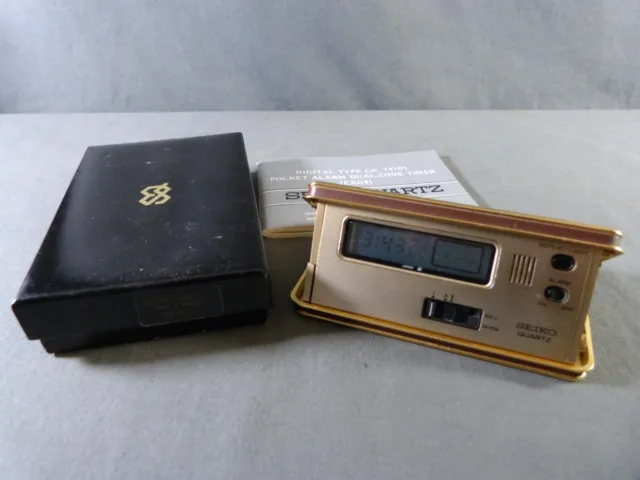 Réveil de voyage vintage SEIKO digital Quartz Pocket alarm dual-zone timer 74101