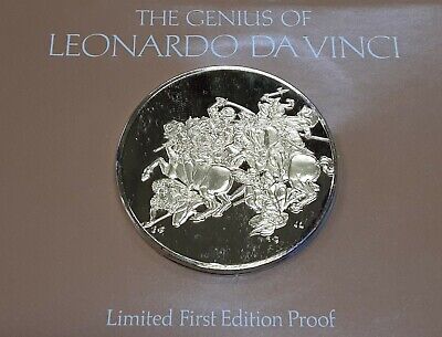 Franklin Mint Genius/DaVinci PF Gold Plated .925 Silver Medal-Fight for Standard
