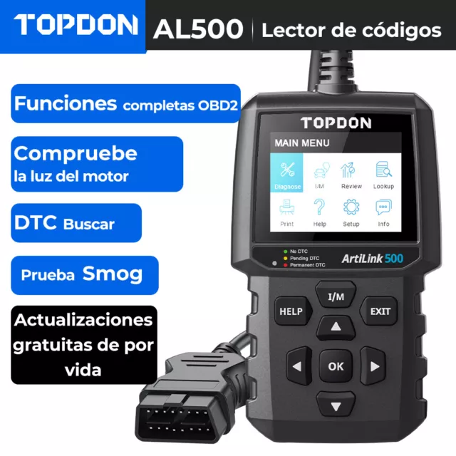 TOPDON AL500 Dispositivo de Diagnóstico OBD2 10 Modos de Lector de Códigos OBD