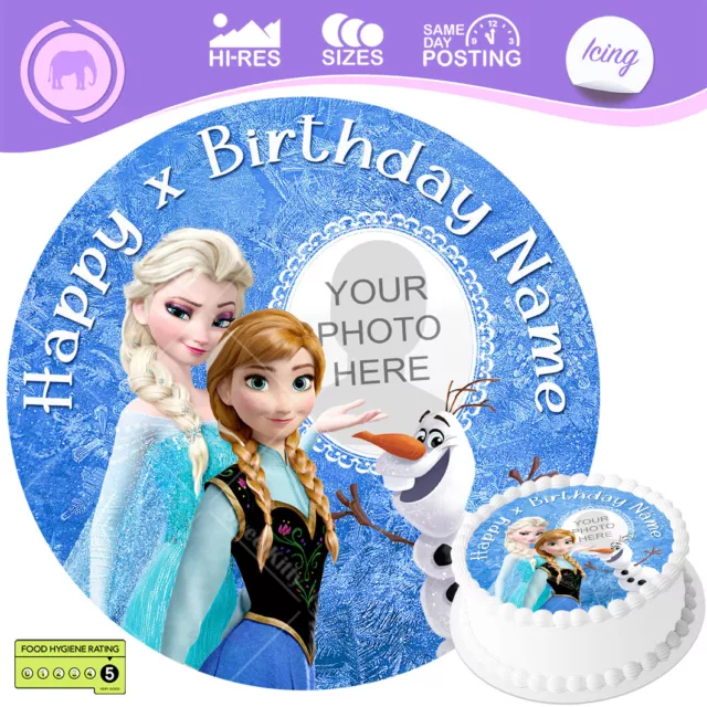 Frozen Elsa Birthday Cake Topper Circle Round Personalised Edible Icing Round