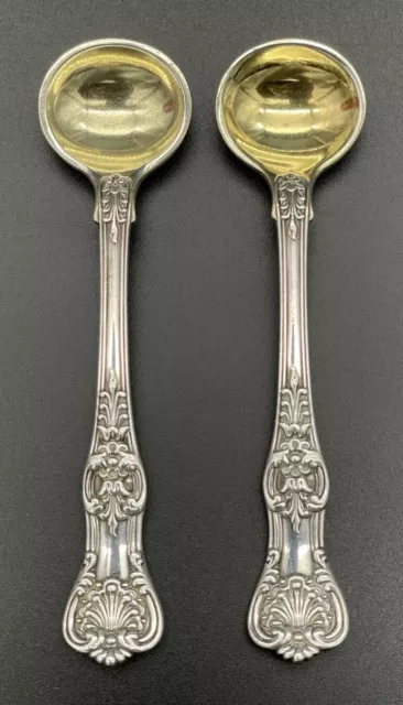 Pair Tiffany English King Sterling Silver Master Salt Spoons No Mono Great Cond