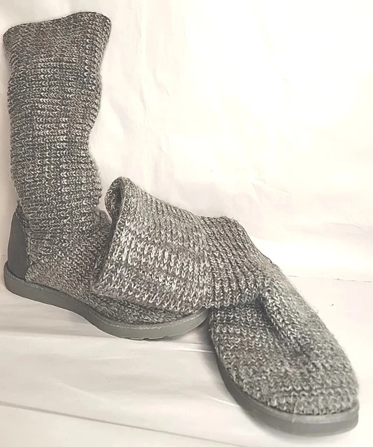 SO Womens Knit Tall Gray Sweater Boots Size 7M  Wear Two Ways Foldover