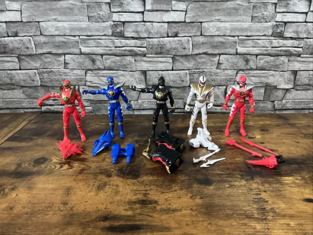 Power Rangers Dino Thunder Dino Modellino Action Rosso Blu Nero Bianco Ranger Set B