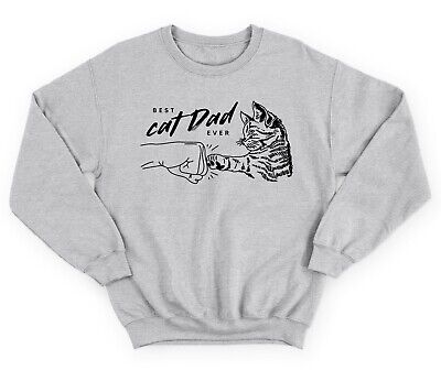 Best Cat Dad Ever Jumper Sweatshirt Funny Crazy Gift Retro Kitten Feline
