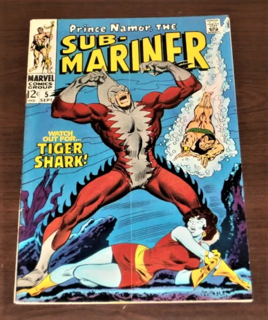 1968 Prince Namor Sub-Mariner #5 Key Issue 1St Tiger Shark & Dr. Dorcas