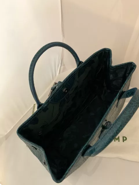 NWT LONGCHAMP CROC EMBOSSED ROSEAU Hobo Shopper Leather Tote Bag Duck Blue 5